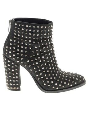 Mercer Edit Full Monty Black Silver Studded Bootie Zipper Leather Size 6